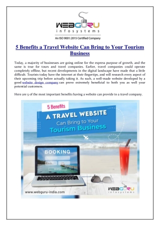 5 Benefits a Travel Website Can Bring to Your Tourism Business