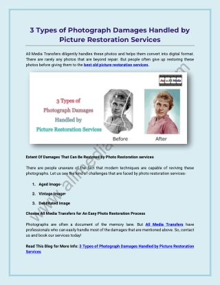 3 Types of Photograph Damages Handled by Picture Restoration Services