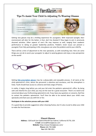 Tips To Assist Your Child In Adjusting To Wearing Glasses