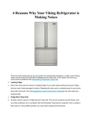 4 Reasons Why Your Viking Refrigerator is Making Noises