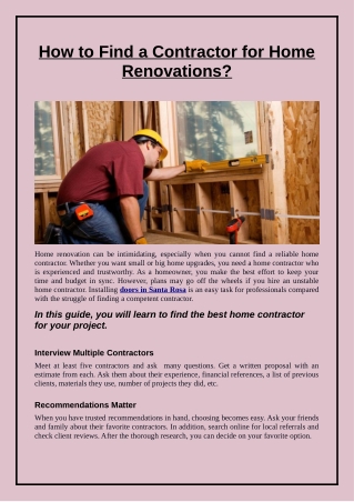 Tips to Hire a Trustworthy Home Renovation Contractor