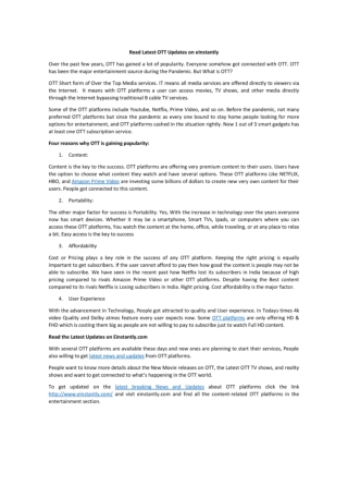 Read Latest OTT Updates on Einstantly