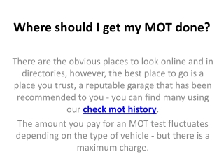 Where should I get my MOT done?
