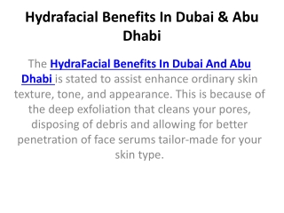 Hydrafacial Benefits In Dubai & Abu Dhabi