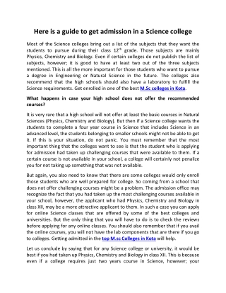 Here is a guide to get admission in a Science college