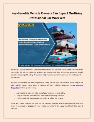 Can Expect On-Hiring Professional Car Wreckers