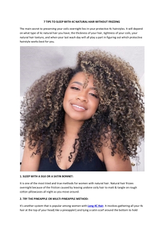 7 TIPS TO SLEEP WITH 4C NATURAL HAIR WITHOUT FRIZZING