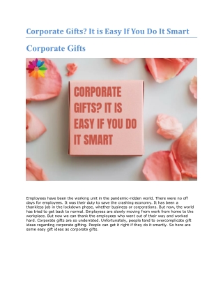 Corporate Gifts? It is Easy If You Do It Smart