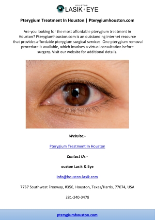 Pterygium Treatment In Houston | Pterygiumhouston.com