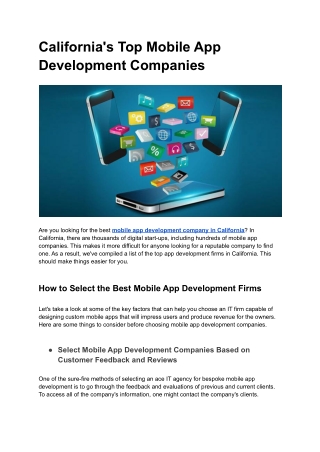 California's Top 10 Mobile App Development Companies