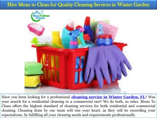 Hire Mean to Clean for quality cleaning services in Winter Garden