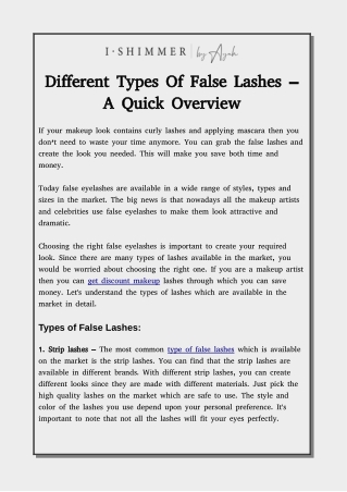 Different Types Of False Lashes – A Quick Overview