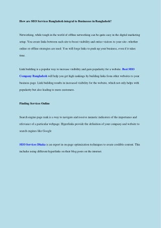 How are SEO Services Bangladesh integral to businesses in Bangladesh
