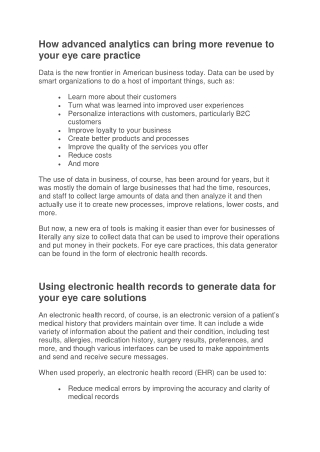 How EHR Data Mining Can Drive Revenue for Your Eye Care Practice