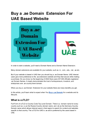 Buy a .ae Domain Extension For UAE Based Website