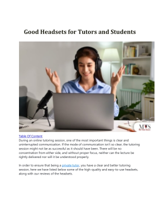 Good Headsets for Tutors and Students