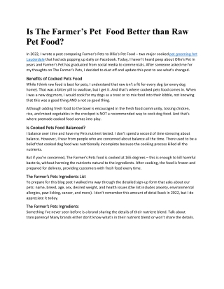 Is The Farmer’s Pet Food Better than Raw Pet Food?