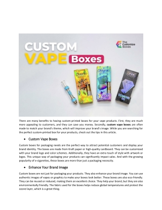 How to Choose the Best Custom Vape Boxes For Your Packaging Needs?
