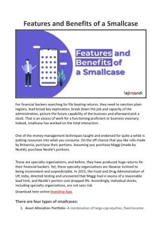 Features and Benefits of a Smallcase