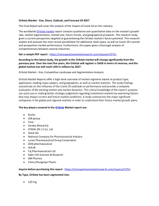 Orlistat Market Market