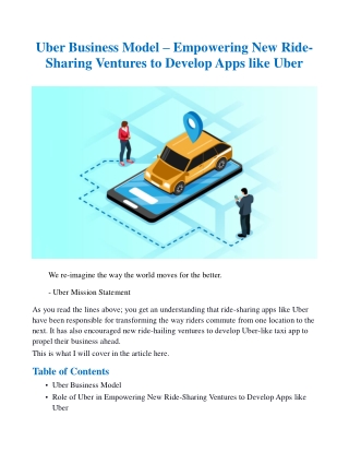 Uber Business Model – Empowering New Ride-Sharing Ventures to Develop Apps like Uber
