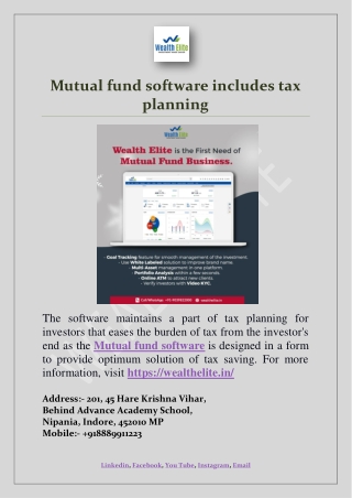 Mutual fund software includes tax planning