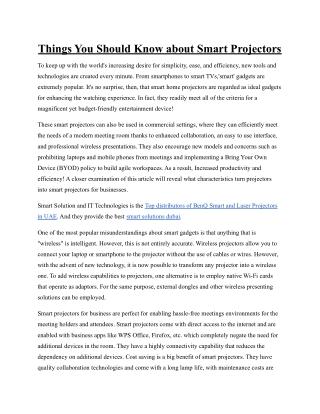 Things You Should Know about Smart Projectors