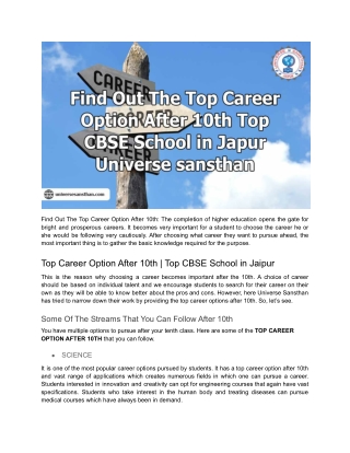 Top Career Option After 10th _ Top CBSE School in Jaipur