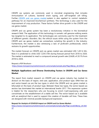 CRISPR and Cas Genes Market to Record an Exponential CAGR by 2026