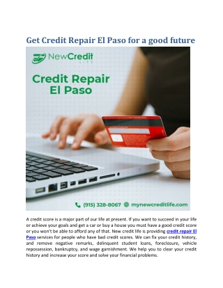 Get Credit Repair El Paso for a good future