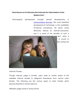 How Secure is it to Browse the Internet for Information in the Modern Era