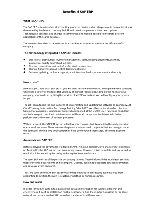 Benefits of SAP ERP