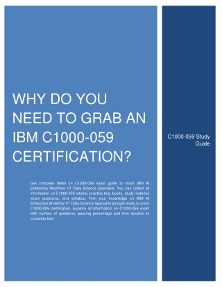 Why Do You Need to Grab an IBM C1000-059 Certification?