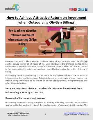 How to Achieve Attractive Return on Investment when Outsourcing Ob-Gyn Billing?