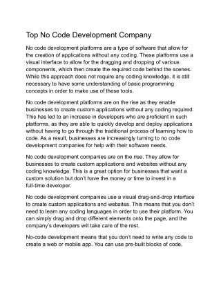 Top No Code Development Company
