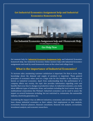 Get Industrial Economics Assignment help and Industrial Economics Homework Help