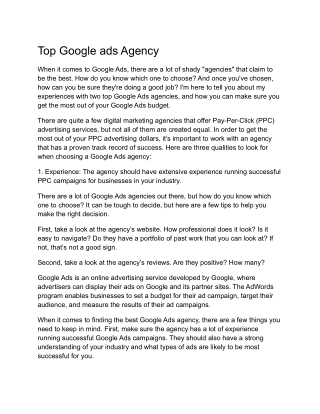 Top Google ads Agency