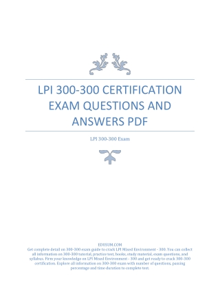 LPI 300-300 Certification Exam Questions and Answers PDF