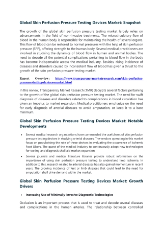 Global Skin Perfusion Pressure Testing Devices Market