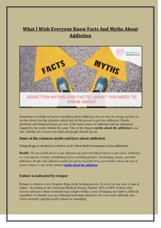 What I Wish Everyone Know Facts And Myths About Addiction