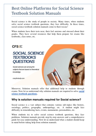 Best Online Platforms for Social Science Textbook Solution Manuals
