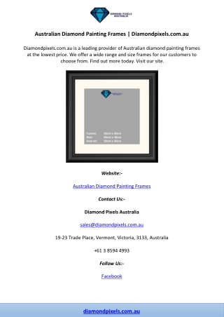 Australian Diamond Painting Frames | Diamondpixels.com.au