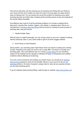 Some Plumbing Tips for Beginners