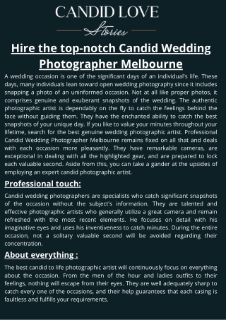 Hire the top-notch Candid Wedding Photographer Melbourne