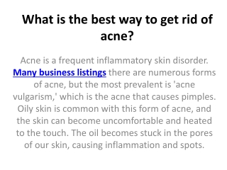 What is the best way to get rid of acne?