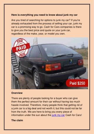 Get Good Cash for junk Cars in Kansas City