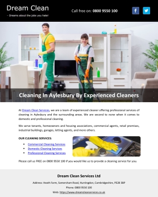 Cleaning In Aylesbury By Experienced Cleaners