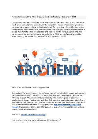 Factors to Keep in Mind While Choosing the Best Mobile App Backend in 2022 - Google Docs