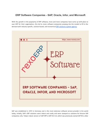 ERP Software Companies - SAP, Oracle, Infor, and Microsoft