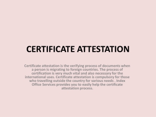 CERTIFICATE ATTESTATION